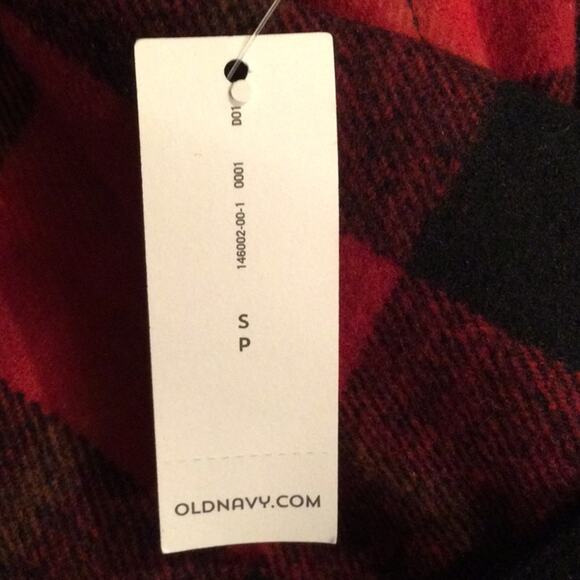 New Old Navy Red & Black Buffalo Plaid Wool Coat Small Petite - Picture 7 of 8